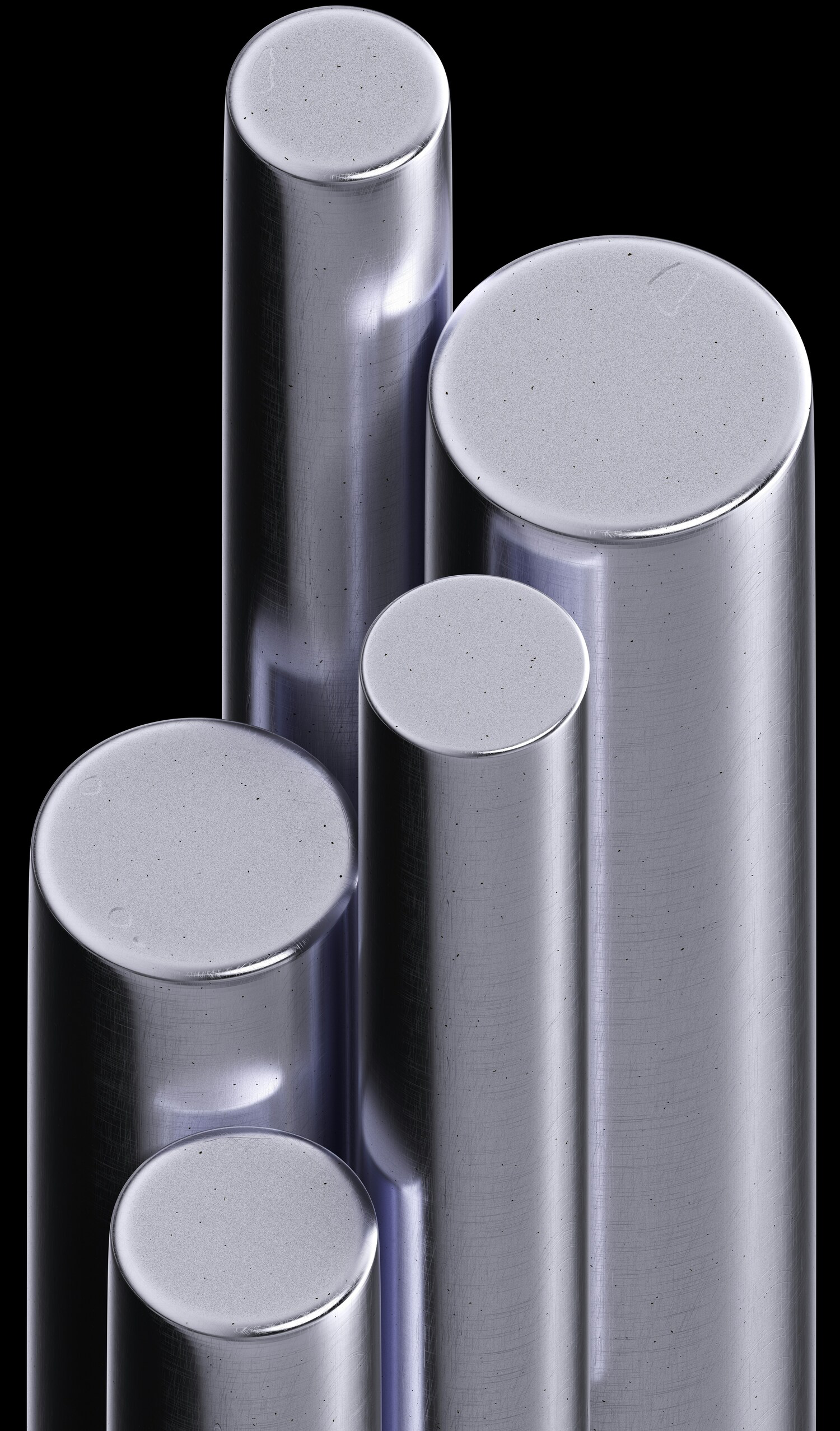 polished cylinders representing compact actuator components